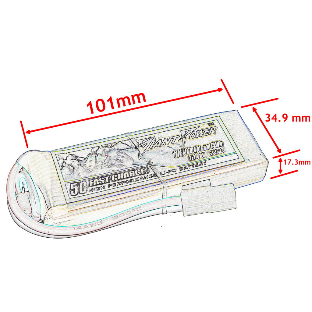 Giant Power 11.1V 1600mAh 25C / 50C LiPo Airsoft Battery