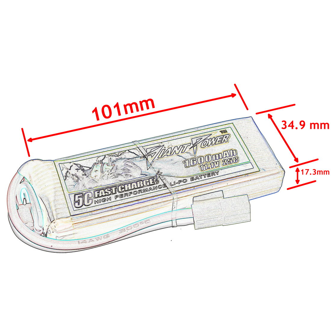 Giant Power 11.1V 1600mAh 25C / 50C LiPo Airsoft Battery