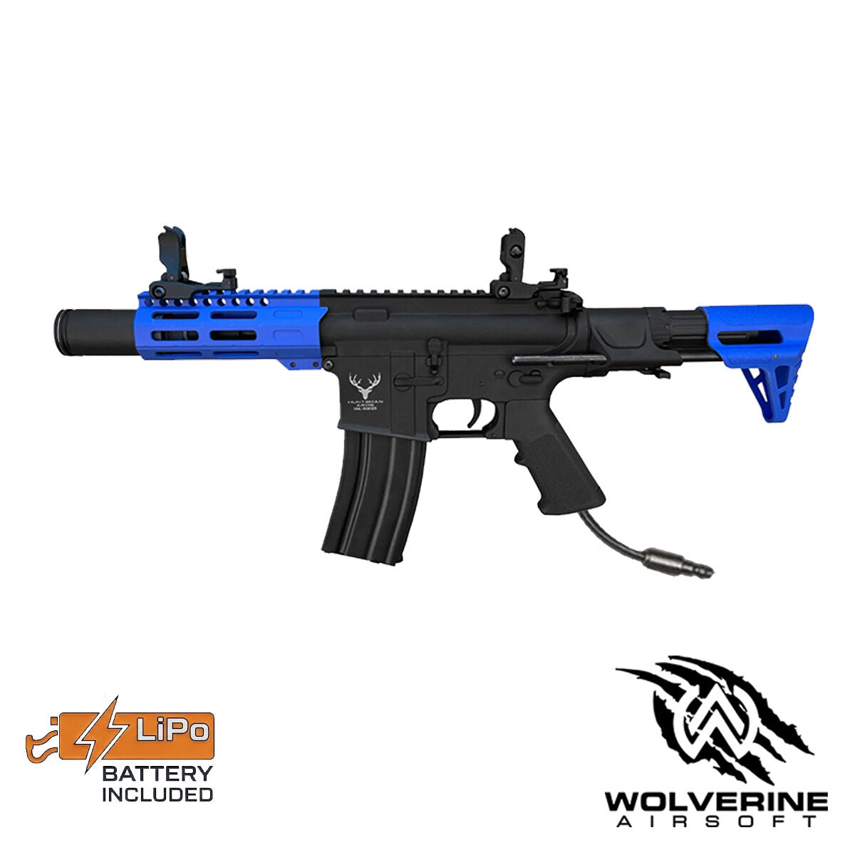 Huntsman Tactical M4 PDW M-Lok (Polymer Body - HMT17-212752-BLUE) with Pre-Installed Wolverine INFERNO Gen 2 Engine, Spartan Board & FCU Battery