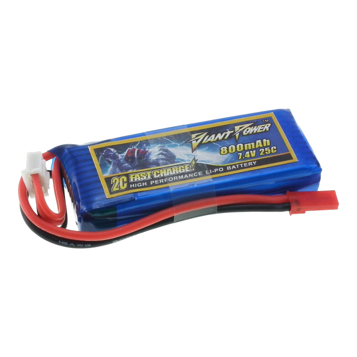 Giant Power –  7.4V 800mAh 25C/50C LiPo Battery