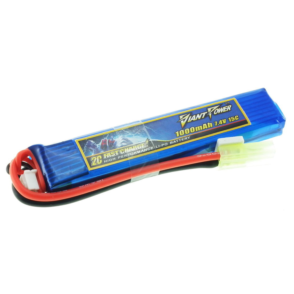 Giant Power – 7.4V 1000mAh 15C/30C LiPo Airsoft Battery (101mm)