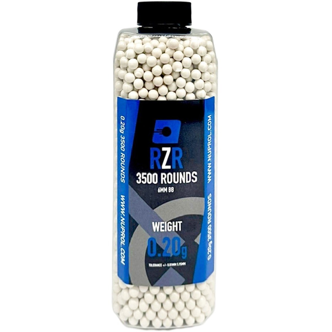 Nuprol RZR Airsoft BBs – 0.20g 3500R Bottle – White