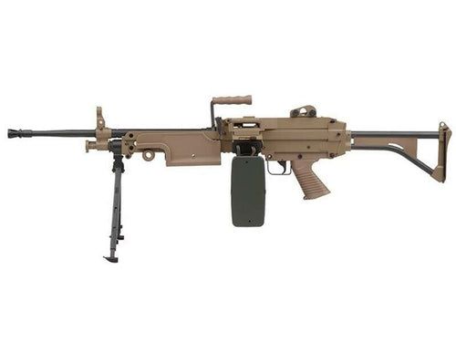 A&K M249 AEG with Polymer Body and Skeleton Stock (AK-249-MK1-P - Tan)