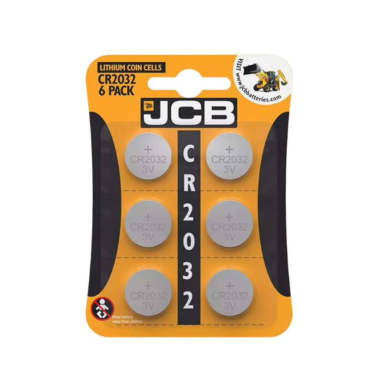 JCB CR2032 3V Lithium Coin Cell Batteries – Pack of 6